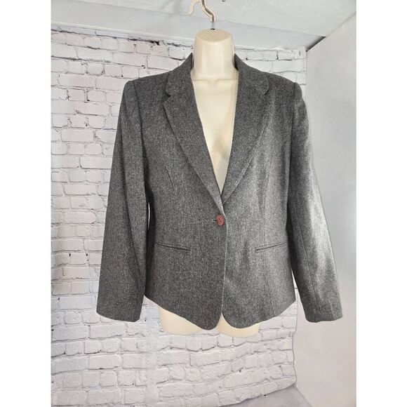 Adolfo Studio Vintage Women's Size 10 Grey 100% Wool Blazer - Picture 2 of 5